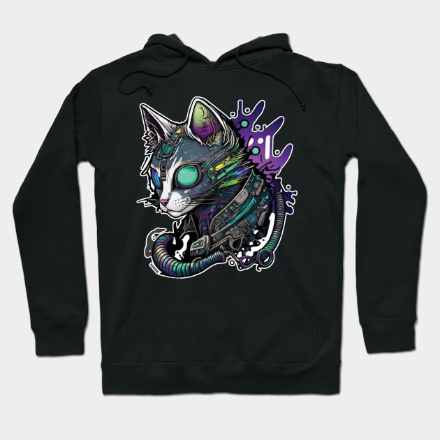 Cyber Kitty T-Shirt 4 Hoodie by Focused Instability